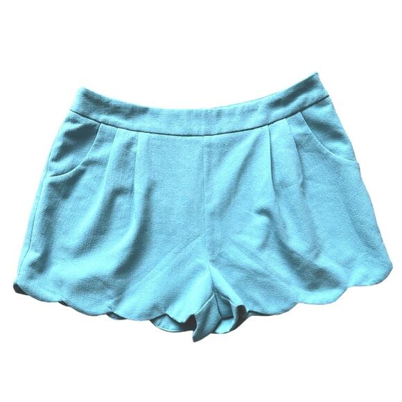 Lush Pants - Lush Seafoam Color Shorts with Scallop Hem